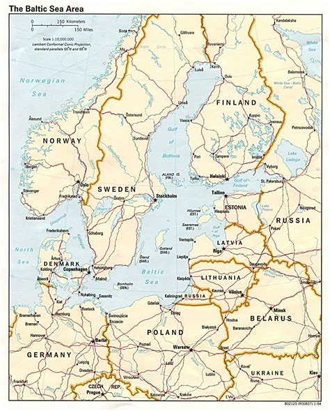 Grande Mapa De Zona Del Mar Báltico 1994 Lituania Europa Mapas