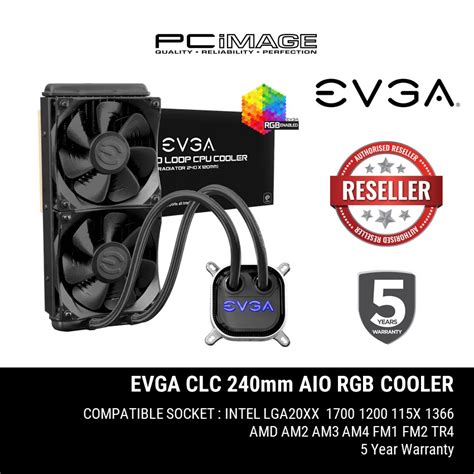 EVGA CLC 240 LIQUID WATER CPU COOLER RGB LED COOLING 400 HY CL24 V1