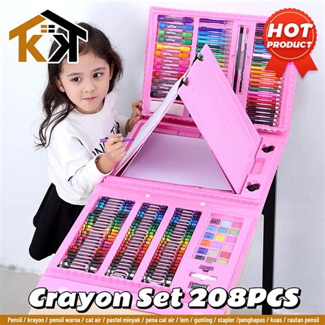 Jual Kk 208pcs Set Mewarnai Set Pensil Crayon Alat Menggambar Atau