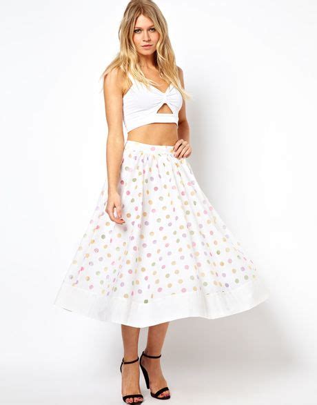 Midi Skirt In Multi Spot Lyst Asos Midi Skirt Midi Skirt Latest