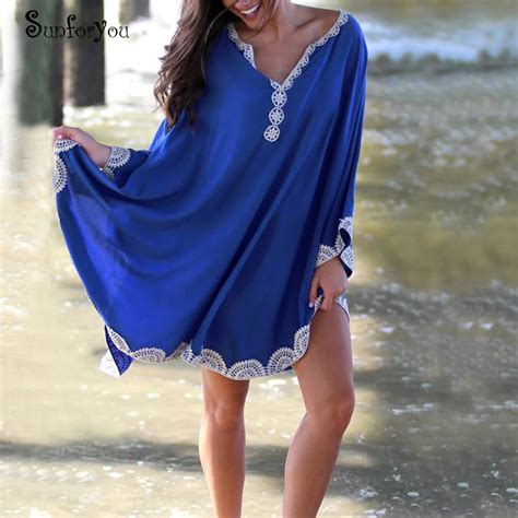 Plus Size Beach Cover Up Embroidery Bathing Suit Women Cover Up Beach Kaftan Sarong Bikini Cover