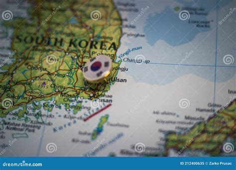 Ulsan Pinned on a Map with the Flag of South Korea Stock Image - Image ...