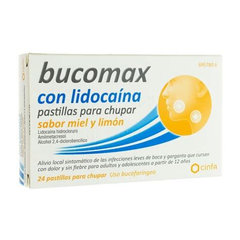 Bucomax con Lidocaína Sabor Miel y Limon 24 Pastillas Comprar