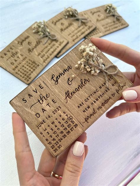 Floral Save The Date Magnet Calendar Rustic Wedding Magnets 100 Birch