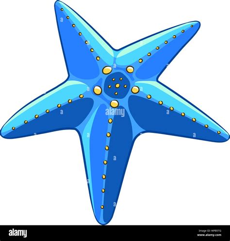 Vector Illustration Of Colorful Cartoon Blue Starfish Isolated On A