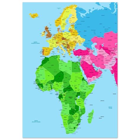 Large Detailed Map of Europe and Africa, Colourful Country Map Home ...