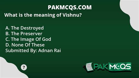 What is the meaning of Vishnu? - PakMcqs