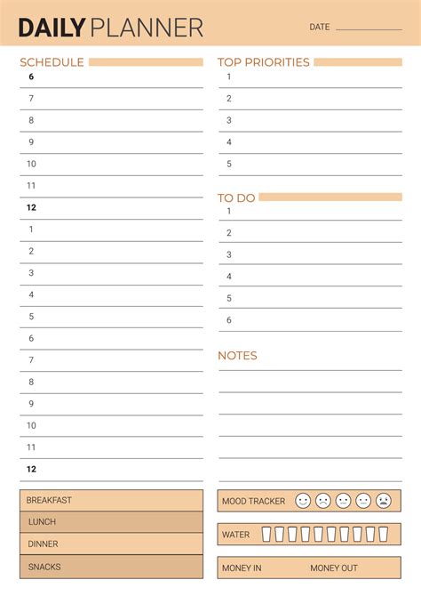 Daily Planner Printable Template 7852169 Vector Art At Vecteezy