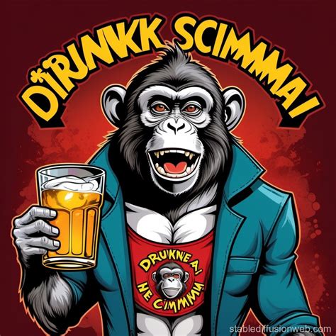 drunk monkey logo  sign   drunken scimmia stable diffusion