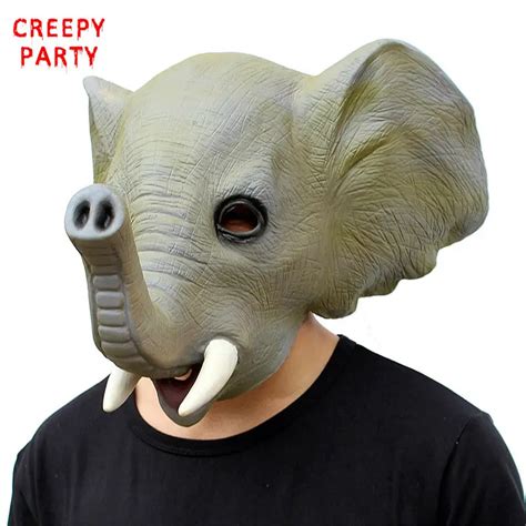 Adult Elephant Mask Full Head Animal Latex Realistic Party Mask