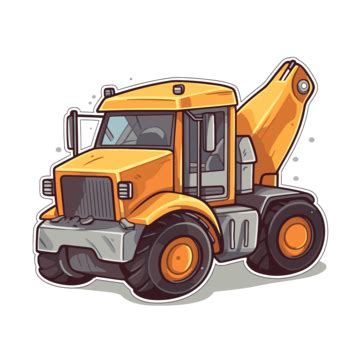 Cartoon Construction Truck Clipart Vector, Sticker Design With Cartoon ...