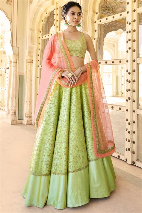 Pista Green Lehenga Combination Dresses Images