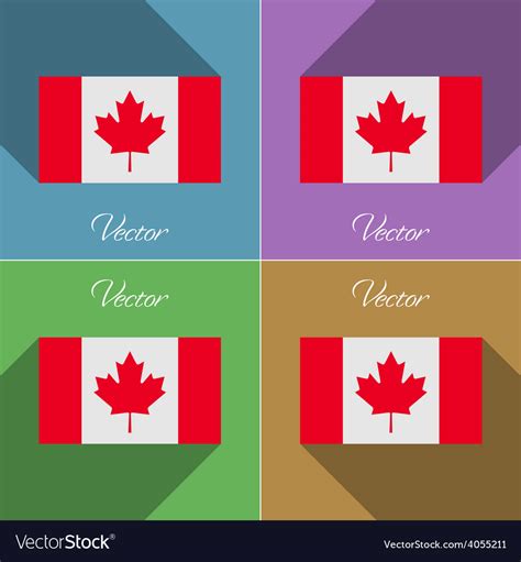 Flags canada set colors flat design and long Vector Image