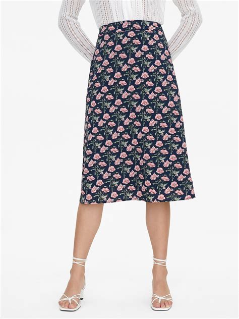 Floral A Line Skirt Navy Pomelo Fashion