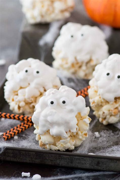 Ghost Popcorn Balls Easy Halloween Popcorn Balls