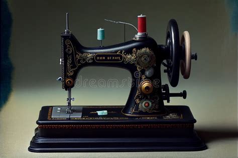 Old Sewing Machines Illustration Acryl Painting Ai Generated Stock