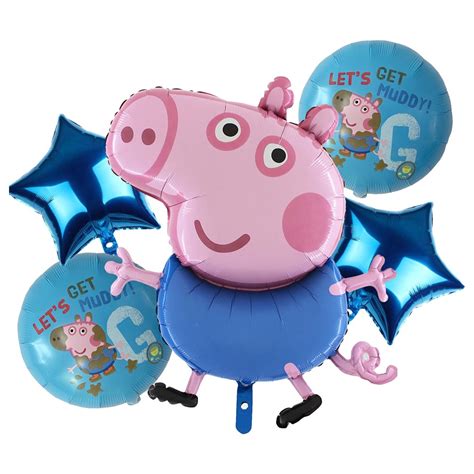 Highland - George Peppa Pig Balloons Birthday Decorations - 5Pcs