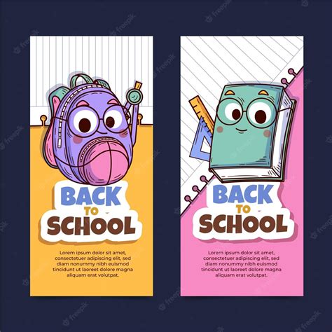 Free Vector Hand Drawn Back To School Vertical Banners Set