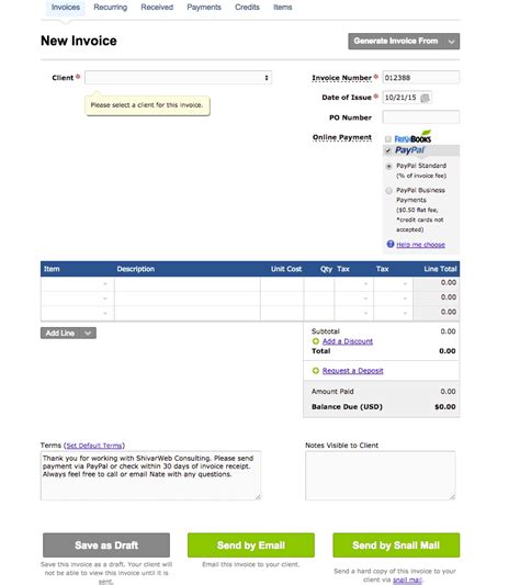 Freshbooks Invoice Template * Invoice Template Ideas