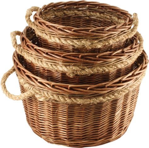 Willow Log Baskets Set Of Three Savvysurf Co Uk