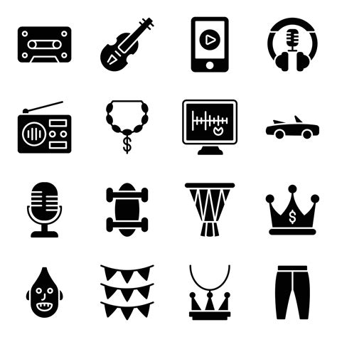 Pack of Hip Hop Music Icons 16437724 Vector Art at Vecteezy