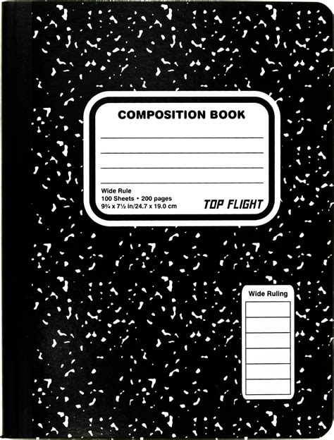 Top Flight 4511923 Sewn Composition Book Black And White Marble Wide