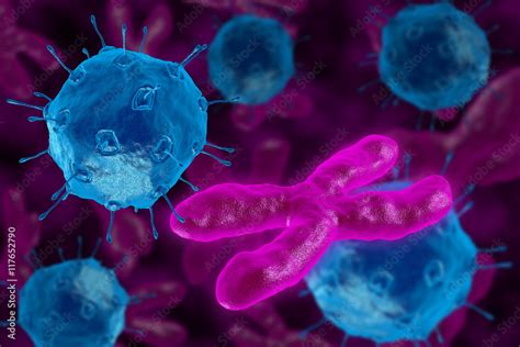 Bacteria Invade The Chromosome 3d Render Virus Attacks The Chromosomes