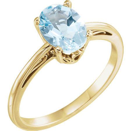 Genuine Aquamarine Ring In 14 Karat Yellow Gold Aquamarine Ring