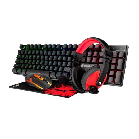 Combo Kit Gamer Led Teclado Mouse Headset Mousepad Evolut Desconto