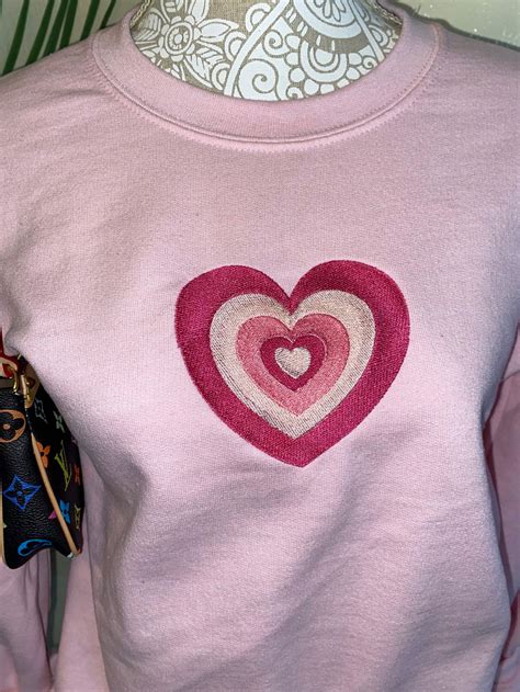 Hearts Embroidered Crewneck Sweater Sweatshirt Etsy