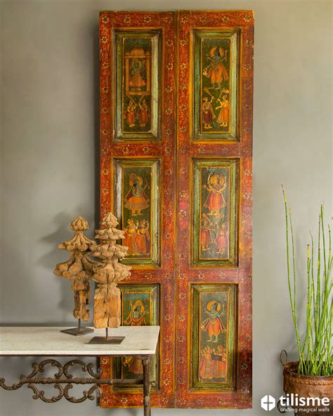 Wooden Door Wall Decor | Wooden doors, Indian traditional paintings ...