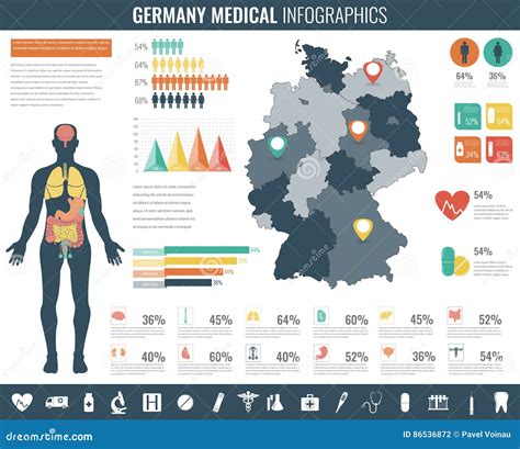 Germany Medical Infographic Set With Charts And Other Elements Vector