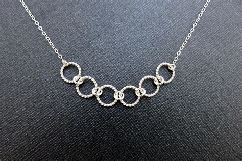 60th Birthday Gifts | Sterling Silver Six Ring Necklace | 60th Birthda ...