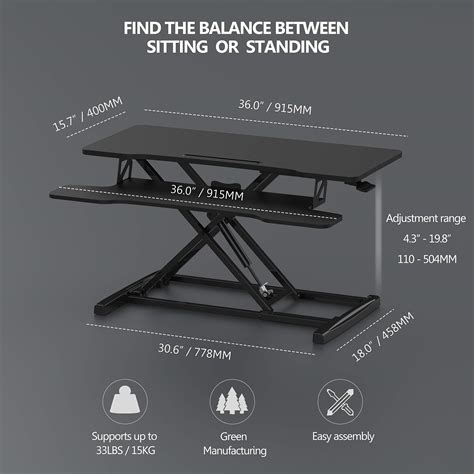 Fitueyes Height Adjustable Standing Desk Cm Wide Sit To Stand