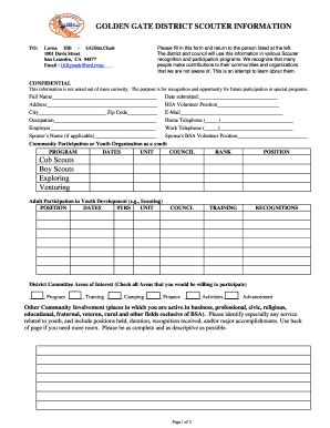 Fillable Online Sfbac Golden Gate District Scouter Information Sfbac