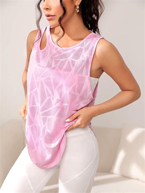 Yoga Basic Top Tank Deportivo Con Estampado Geom Trico Con Abertura