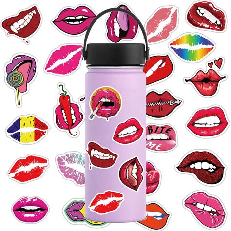 Buy Sexy Lips Stickers 50 Pieces Waterproof Vinyl Kiss Stickers For Laptop Water Bottle Cute