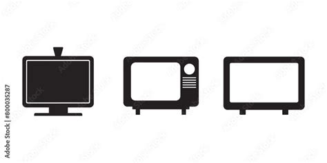 Tv icon set. Black Tv icon set on white background. Vector illustration ...