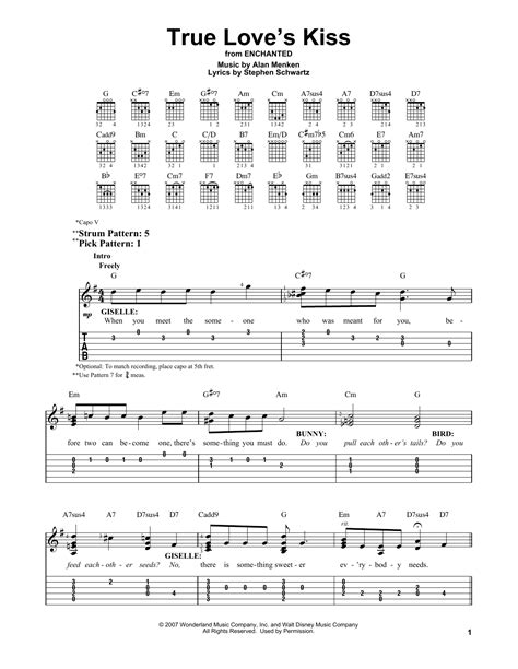 True Love S Kiss From Enchanted By Amy Adams Easy Guitar Tab