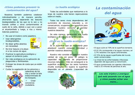 Triptico De La Contaminacion Del Agua C Mo Podemos Prevenir La The