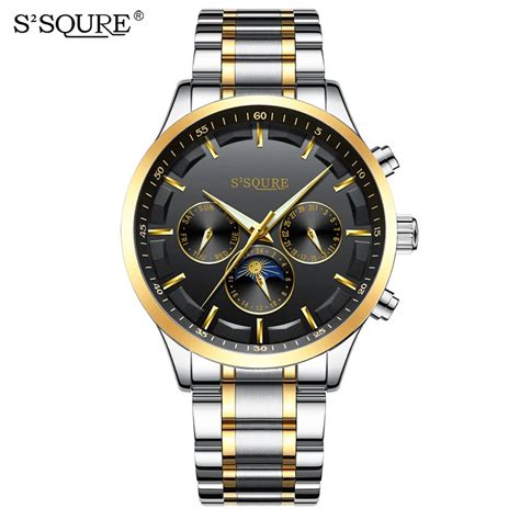 S Squre Luxury Automatic Watch Men Stainless Steel Self Wind Mechanical