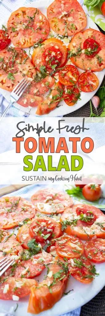 Sliced Tomato Salad With Basil Garlic And Olive Oil Sustain My