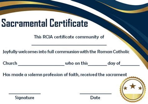 Rcia Sacramental Certificates Profession Of Faith Reconciliation