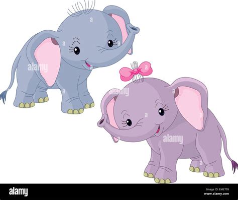 Two Babies elephants Stock Vector Image & Art - Alamy