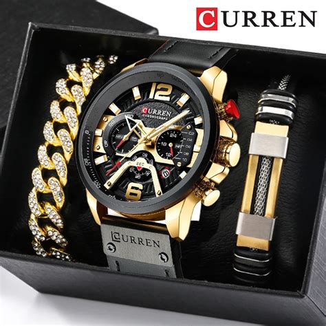 Curren Original Conjunto Masculino Rel Gios De Pulso Marca Luxo