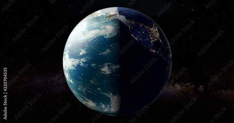 Moon rotation around the Earth and the Earth rotation. Day and night ...