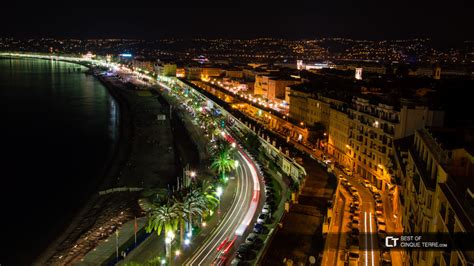 Nice. Promenade des Anglais from the Castle Hill viewpoint at night