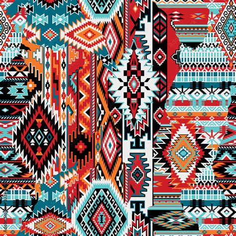 Native American Traditional Fabric Patchwork Grunge Off