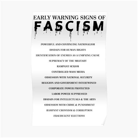 Early Warning Signs Of Fascism Premium Matte Vertical Poster Sold By