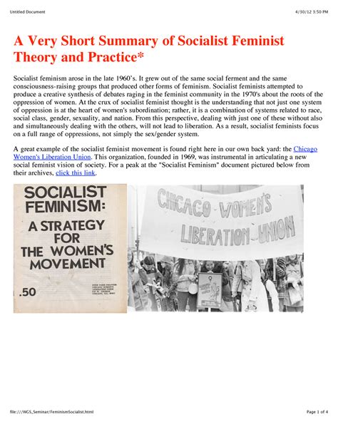 Socialist feminism - Sjajajakqkqnabsbs - A Very Short Summary of